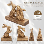 Tatuo 2 Pcs Rabbit Bookends for Shelves, Vintage Book Ends for Heavy Books - Image 2