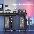 Computer Tower Stand, 6 Level Height Ajustable PC Tower Stand for Floor, Mobile Rolling CPU Holder Cart for Gaming Office Home,21.34"-28.3", Black - Image 3
