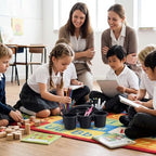6 Pack 6 Cup Caddy for Classroom Plastic Round Desk Table Caddy, Black - Image 4