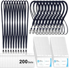 Marspark 4"x3" Name Badge Holder with Lanyard Bulk, Dark Blue, 200 Sets by Marspark