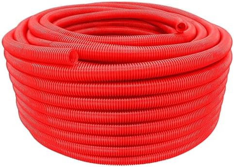 Flexible Polyethylene HDPE Non-Split Corrugated Wire Loom Tubing (Red, 2" Dia. x 100 ft) by HydroMaxx