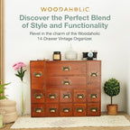 14-Drawer Apothecary Cabinet - Index Card Organizer - Miniature Chest of Drawers - Brass Handle Organizer - Kids' Arts and Crafts Storage - Wooden Desktop Drawer Organizer - Image 4