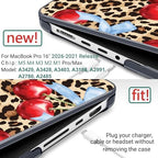 DONGKE Compatible with MacBook Pro 16 Inch Case (2026-2021 Release, M5 M4 M3 M2 M1 Pro/Max Chip), Plastic Hard Shell Cover with Keyboard Cover & Screen Protector for MacBook Pro 16", Leopard & Cherry - Image 2
