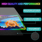 AIMSA Large Gaming Mouse Pad RGB, Keyboard Led Mousepad Extended 35.4 x 15.8 inch Non-Slip Rubber Base with 14 Lighting Modes Desk Mat, Abstract Sun - Image 5