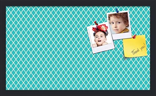 PinPix 24x14 inch Cork Bulletin Board. This Decorative Framed Pin Board Comes with Diamond Pattern in Neon Blue Design and Satin Black. Ideal for Home, Office Decor or School (PinPix-350) by PinPixBulletinBoards
