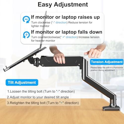 Laptop Stand Desk Mount, 2 in 1 Function, Single Monitor Mount - Image 7