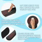 Red Hexagon Desk Mat Set Dark Gaming Tech Grid Mouse Pad with Wrist Rest 4in1 Desk Mat for Desktop Ergonomic Keyboard Wrist Support Anti-Slip Computer Ergonomic Mouse Pad Home Office Gaming - Image 3