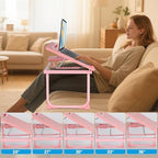 Laptop Bed Desk, Adjustable Lap Desk, Small Laptop Table with USB Charge Port, Desktop Card &Pen Slot, Cup Holder, Foldable Bed Tray Table for Couch Sofa Chair Floor Eating Working - Image 4