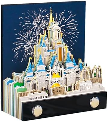 3D Memo Pad Art Sticky Notes, Fantasy Castle 3D Notepad with Light Paper Sculpture Art Multicolor Paper Note with Silhouette DIY Desk Decoration by Dawnvive