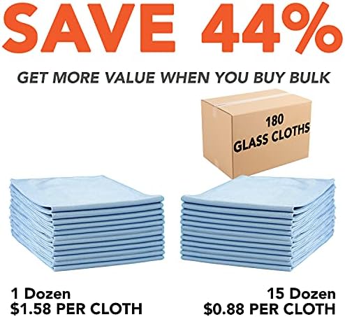 Arkwright Microfiber Glass Cleaning Cloths - Case of 180 - Lint Free, Streak Free, Shiny Finish, Ideal for Cleaning Mirrors, Glass, Screens, 16 x 16 in, Blue - Image 2