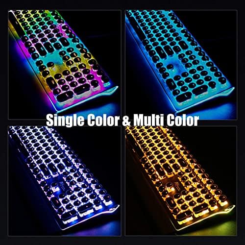 RK ROYAL KLUDGE S108 Typewriter Mechanical Keyboard, Full RGB Gaming Keyboard, Wired PC Game Keyboards with Number Pad and Detachable Wrist Rest, Retro Round Keycaps, Brown Switches Black - Image 6