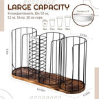 Geelin 18oz Adjustable Coffee Cup Dispenser with Wooden Base, Cup and Lid Holder, Cups Holder Organizer for Coffee Pod Straw and Lid Storage(4-compartment Single,Color 5) - Image 2