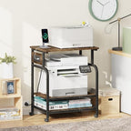 YAOHUOO 3 Tier Large Printer Stand with Power Outlet/Adjustable Shelf - Image 2