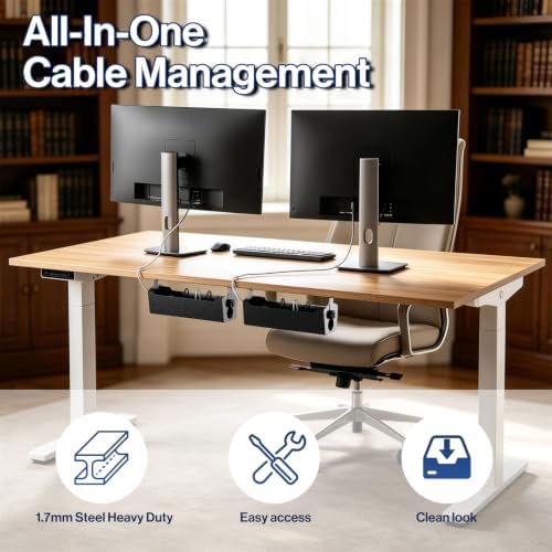 POCHAR Under Desk Cable Management Tray, 15" Power Strip Holder - Image 3