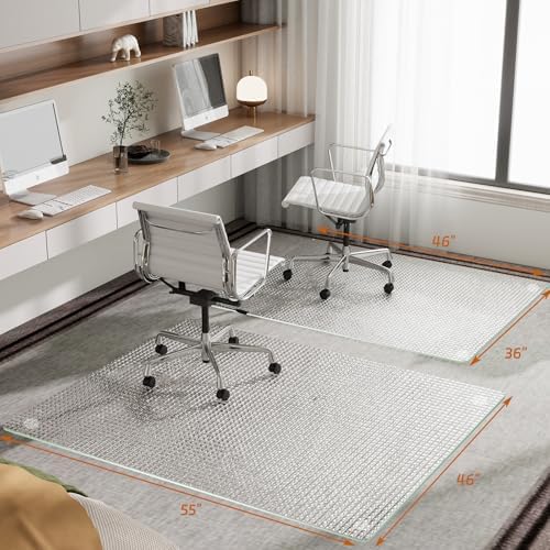 GLSLAND 36"x46" Tempered Glass Chair Mat – Checkered Patterned - Image 2