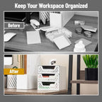 Mind Reader 3 Drawer Desk Organizer, Metal, White - Image 5