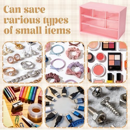 Briwooody 6 Pack Small Drawer Organizer Stackable Desktop Storage, Pink - Image 6