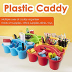 2 Pack Classroom Caddy For School,Kidsroom,Pencil Holder,Plastic Cup Caddy for Drink Delivery (Rainbow Color-4pack) - Image 2