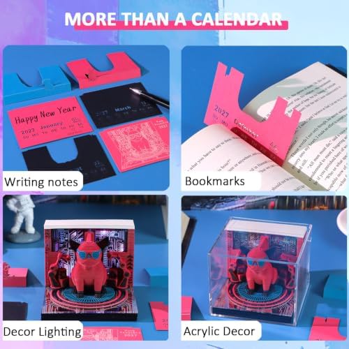 3D Calendar 2027 with Light Tear Away Timepiece Calendar for Desktop Decor - Image 2