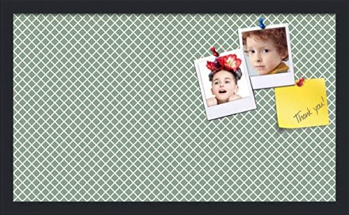 PinPix 24x14 inch Cork Bulletin Board. This Decorative Framed Pin Board Comes with Diamond Pattern in Nile Green Design and Satin Black. Ideal for Home, Office Decor or School (PinPix-380) by PinPixBulletinBoards