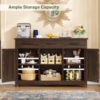 TEENFON Coffee Bar Cabinet with 3 Drawers, Farmhouse Buffet Cabinet - Image 6