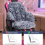 DOBUONO Comfy Office Chair Cushion, Cute Seat Cushion Leopard Print Cushion for Gaming Chair with Backrest Non-Slip Floor Seating for Adults and Pets Grey Stuff for Room Decor - Image 4