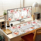 Pink Botanical Office Desk Mat 31.5" x 15.7" Desktop Mat PU Leather Large Mouse Pad White Mousepad Non-Slip Table Mat for Girls, Women, Home, Work, Computer, and Gaming - Image 7