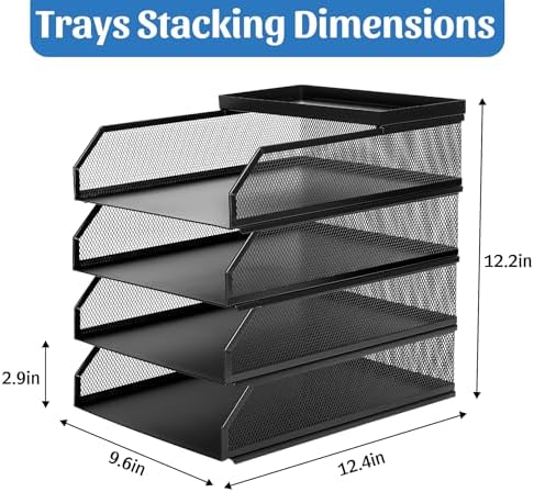 4 Tier Paper Tray Organizer for Desk, Stackable Office Organization - Image 7