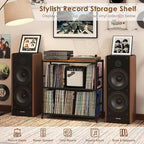 Sonyabecca Record Player Stand with 4 Adjustable Dividers, Vinyl Record Storage Up to 300+ Albums, 3-Tier Vinyl Storage Holder with Open Wooden Desktop for Living Room, Bedroom - Image 4
