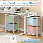 Sbanmao Letter/Legal Rolling File Cabinet, Rolling File Cart with 2 Drawers Filing Cabinet for Home Office, Hanging File Folders Organizer for Under Desk Storage, Mobile Printer Stand, White - Image 3