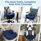 5 STARS UNITED Seat Cushion - Memory Foam Chair Cushion for Tailbone Pain Relief - Ergonomic Support for Coccyx, Sciatica & Butt - Office, Desk & Gaming Chair, Car Seat, Wheelchair, Blue Mesh - Image 5
