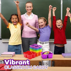 4E's Novelty Classroom Caddy Set of 6, Plastic Caddies for Supply, Caddy Organizer with Handle for Classroom, Rainbow Colors, Desk Caddies for Supplies Keep Desks and Work Stations Organized - Image 5