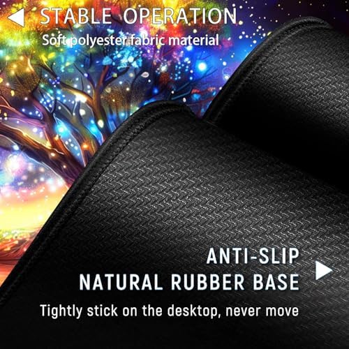 Large Gaming Mouse Pad+ Keyboard Wrist Rest Set, Ergonomics Memory Foam Mouse Mat Wrist Rest Support for Home Office, Waterproof Extended Mousepad 31.5x11.8in, Colorful Tree of Life Desk Pad - Image 3