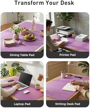 Aothia Faux Leather Desk Mat - Large Mouse Pad, Non-Slip PU Leather Blotter, Waterproof Writing Surface for Office and Home (Iris Violet, 63" x 24") - Image 6