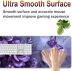Large XXL Gaming Desk Mat 31.5"x 11.8", Ergonomic Keyboard Wrist Rest & Mouse Pad Wrist Rest + Coaster Set, Non-Slip Base, Memory Foam, Office and Home, Purple Rose - Image 4