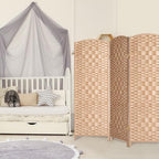 HALLYBEE Short Room Divider, Small Folding Privacy Screens,3 Panel Natural - Image 7