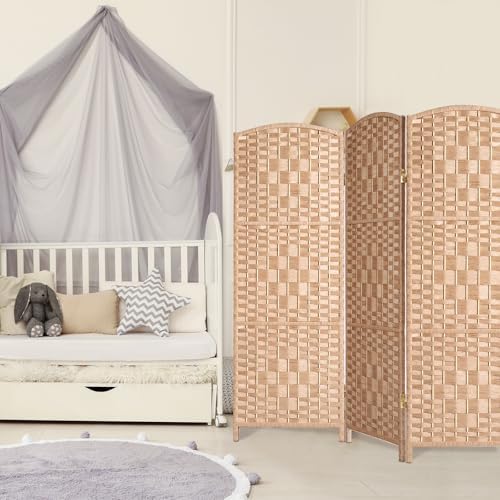 HALLYBEE Short Room Divider, Small Folding Privacy Screens,3 Panel Natural - Image 7