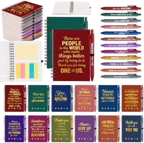 Sprial Notebooks with Pens Bulk, 48 Pack, 5.5 x 4.7 Inch Gratitude by Culudea