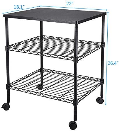3 Tier Storage Racks Shelving, Heavy Steel Pantry Shelves, Adjustable Wire Shelving Rack with Desktop, Suitable for Garage, Kitchens, Offices, 22" W x 18" D x 26" H, Black - Image 3
