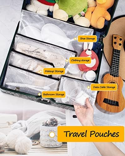 SUNEE Plastic Mesh Zipper Pouch 11x16 in (Black, 24 Packs) Extra Large Zip File Bags for Office Supplies, Cosmetics, Travel Storage, Bills, Accessories, Puzzles & Games Organizing Storage - Image 5