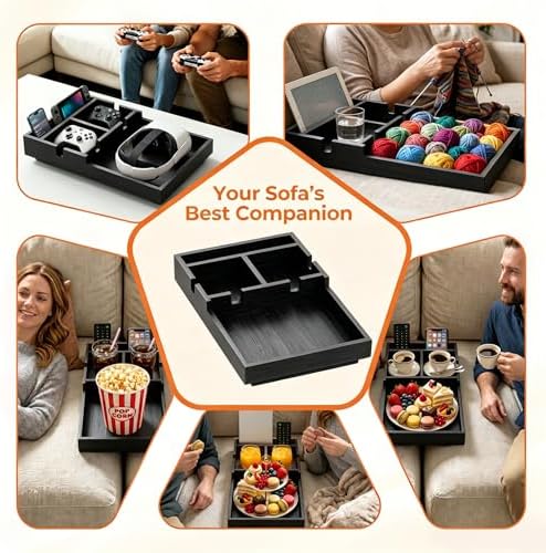 Bamboo Sofa Tray Insert with 2 Cup Holders for Sectionals - Image 7