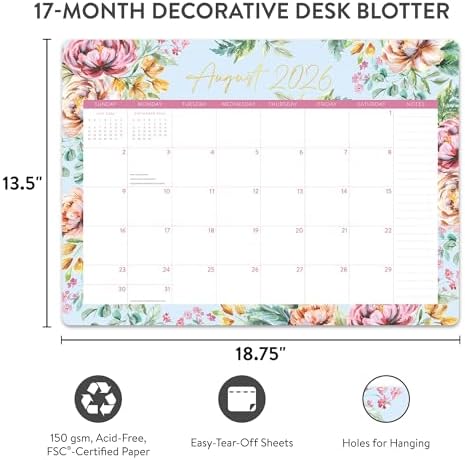 2027 Decorative Desk Blotter Calendar, 17-Month Planner - Cabana Stripes - Image 3