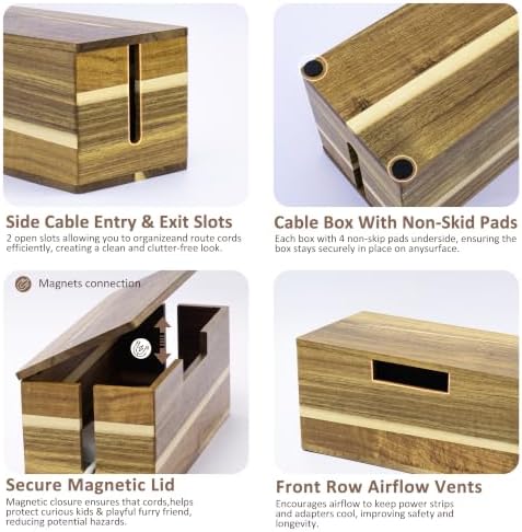 Acacia Wood Cable Management Box - Cord Hider&Organizer for TV Wires - Image 7