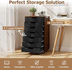 GIANTEX 7-Drawer Storage Cabinet, Mobile File Organizer with 4 Universal Casters, Wooden Vertical Filing Cabinet on Lockable Wheels for Office, Study, Living Room (19.5” x 16” x 34.5”,Brown+Black) - Image 4