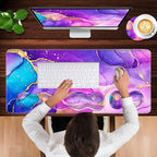 Keyboard Wrist Rest and Mouse Pad with Wrist Support Set Ergonomic Coaster,Memory Foam,Easy Typing Pain Relief,Large XL Desk Mat 31.5"x 11.8",Marble Purple - Image 4