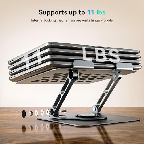 Yottamaster Adjustable Laptop Stand, 360° Rotating Aluminum Desk Stand - Image 3