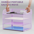 Marbrasse 2 Pack 4 Tier Paper Organizer Letter Tray - Mesh Desk File Organizer with Handle, Paper Sorter Organizer for Letter/A4 Office File Folder Holder (Purple, 12.6" x 9.1" x 10.7") - Image 5