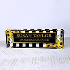 Artblox Office Desk Name Plate Personalized | Custom Name Plates on Acrylic Glass Decor | Office Desk Decor - Sunflowers Design - (8"x2.5") - Image 3