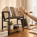 2-Tier Desktop Bookshelf, Office Desk Shelf Organizer, Slanted Book Rack - Image 2