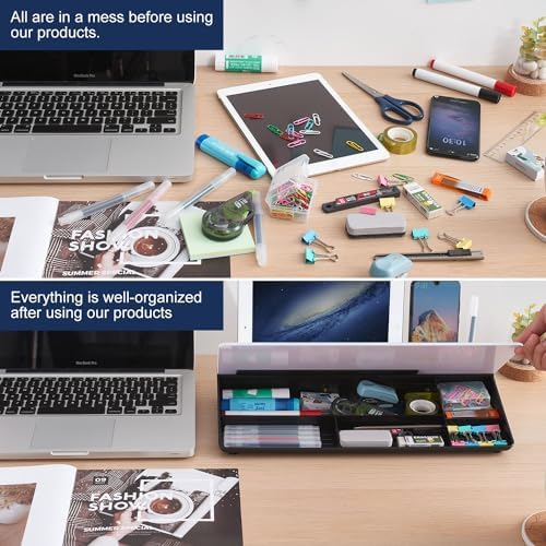 TSJ OFFICE Whiteboard Weekly Dry-Erase-Board - Desktop White Board Calendar Desk Organizers with Accessories Computer Keyboard Stand with Drawer, for Office, Home, School Supplies - Black Calendar - Image 3
